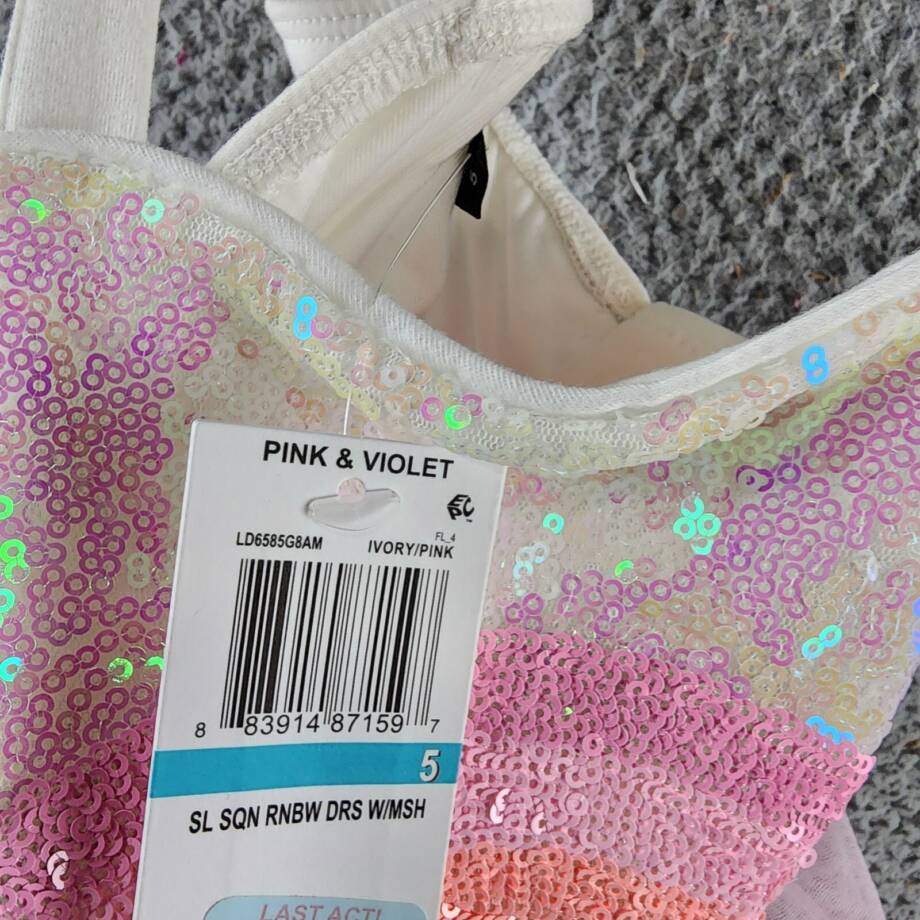 Pink & Violet Sequined Rainbow Dress 5 Ivory/Pink Multi Sleeveless Pullover