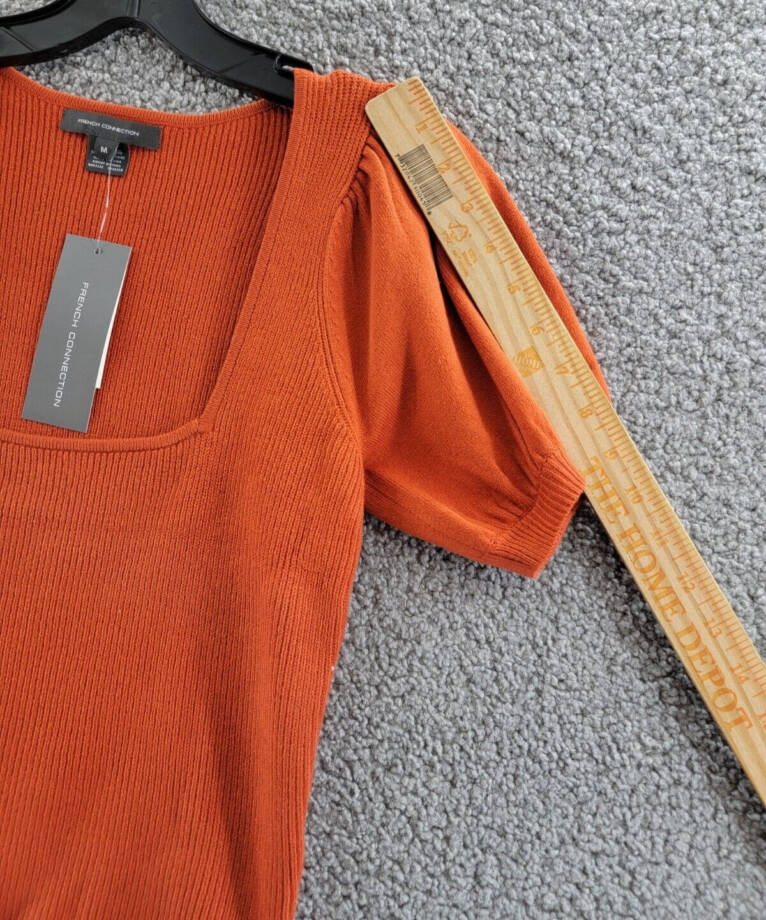 FRENCH CONNECTION Jaida Babysoft Square-Neck Women's M Copper Coin Pullover
