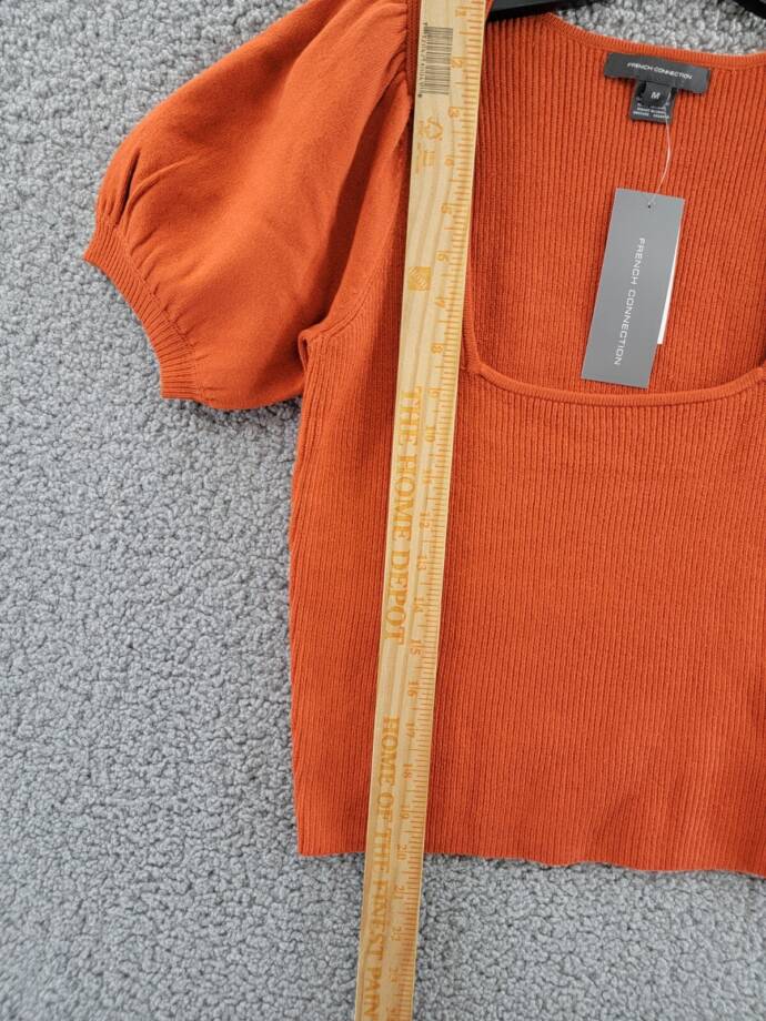 FRENCH CONNECTION Jaida Babysoft Square-Neck Women's M Copper Coin Pullover