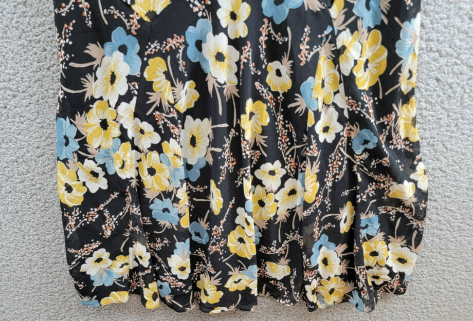 Lauren Ralph Lauren Floral A-Line Dress Women's 8 Black Multi Ruffled Side Zip