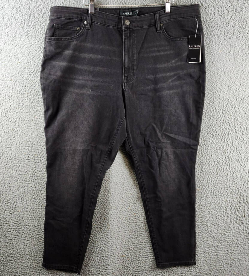 Lauren Ralph Lauren Plus-Size High-Rise Skinny Ankle Jeans Women's 20W Black