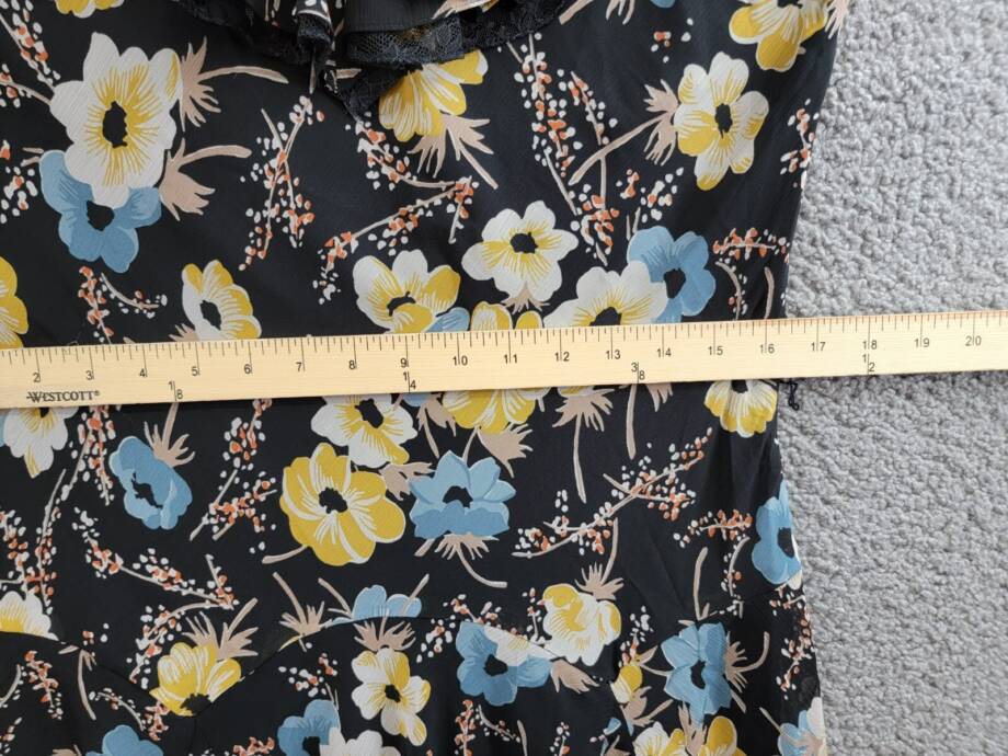 Lauren Ralph Lauren Floral A-Line Dress Women's 8 Black Multi Ruffled Side Zip