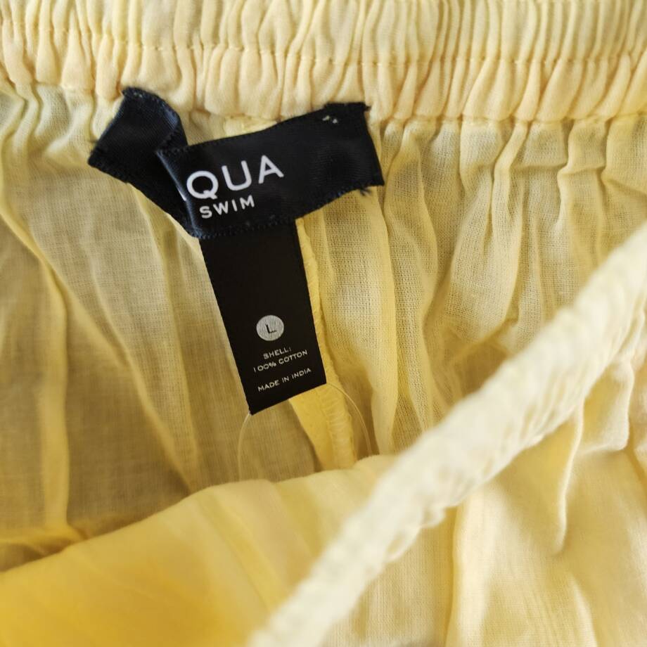 AQUA Pull On Shorts Women's Large Yellow Solid Side Pockets Elastic Waistband