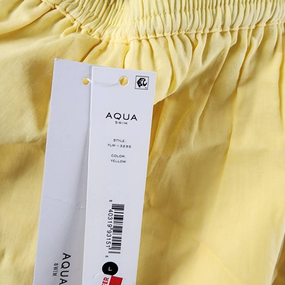 AQUA Pull On Shorts Women's Large Yellow Solid Side Pockets Elastic Waistband