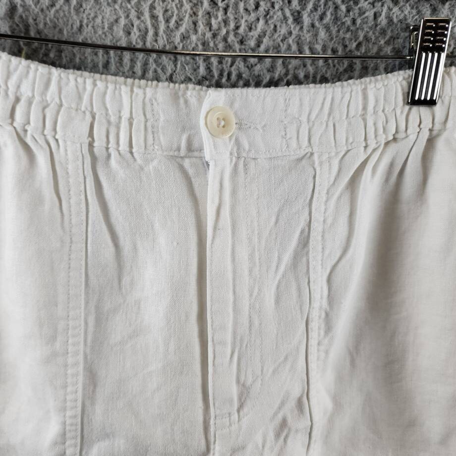 Lauren Ralph Lauren Linen Cargo Pants Women's 6 White Pockets Button Zip Closure