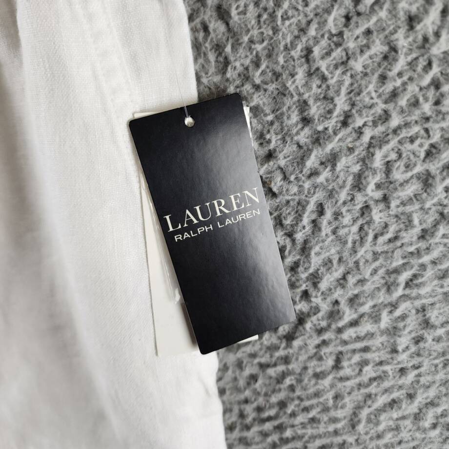 Lauren Ralph Lauren Linen Cargo Pants Women's 6 White Pockets Button Zip Closure