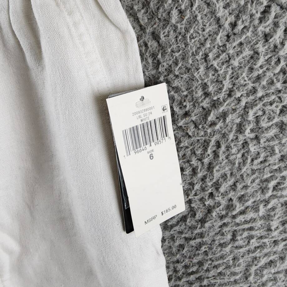 Lauren Ralph Lauren Linen Cargo Pants Women's 6 White Pockets Button Zip Closure