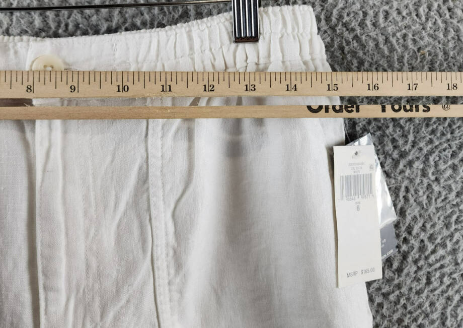 Lauren Ralph Lauren Linen Cargo Pants Women's 6 White Pockets Button Zip Closure