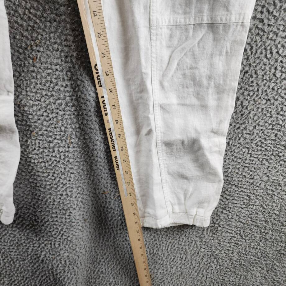 Lauren Ralph Lauren Linen Cargo Pants Women's 6 White Pockets Button Zip Closure