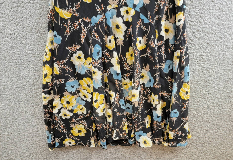 Lauren Ralph Lauren Floral A-Line Dress Women's 8 Black Multi Ruffled Side Zip