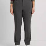 Lauren Ralph Lauren Plus Size Straight Leg Pants Women's 14W Gray Heather Zip