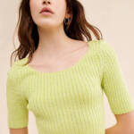 Free People San Lucas Pullover Crop Top Women's XS Sunny Lime Scoop Neckline