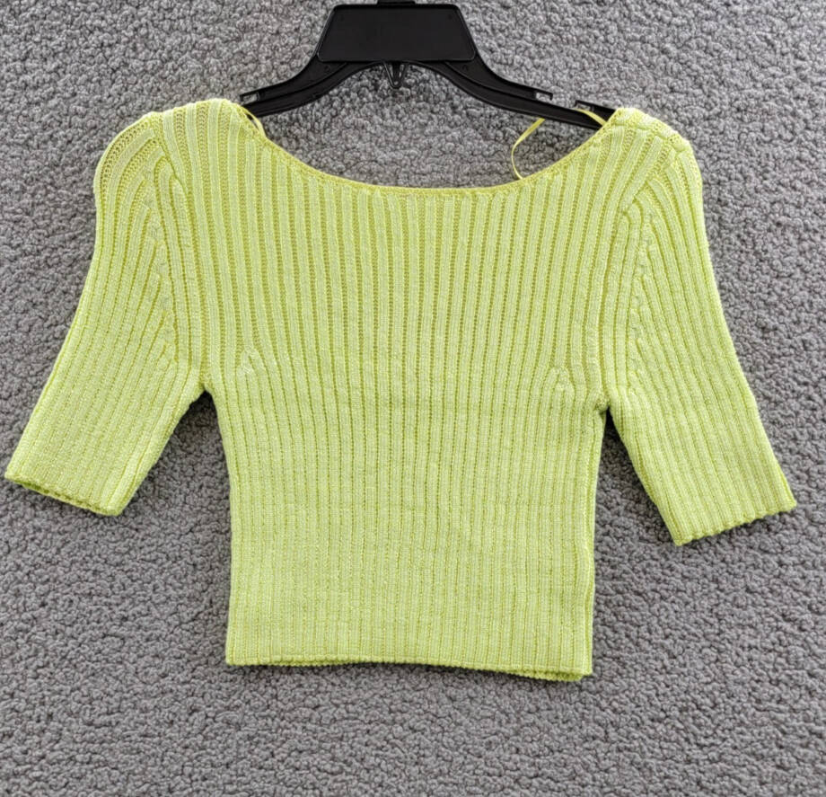 Free People San Lucas Pullover Crop Top Women's XS Sunny Lime Scoop Neckline