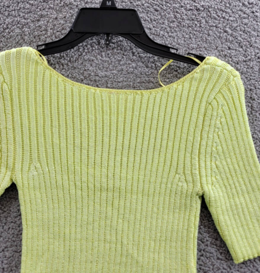 Free People San Lucas Pullover Crop Top Women's XS Sunny Lime Scoop Neckline