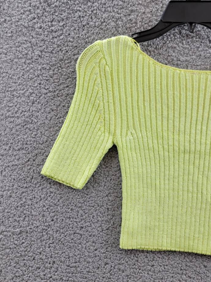 Free People San Lucas Pullover Crop Top Women's XS Sunny Lime Scoop Neckline