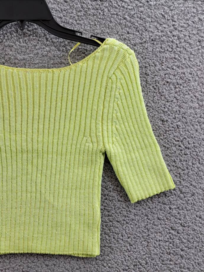 Free People San Lucas Pullover Crop Top Women's XS Sunny Lime Scoop Neckline