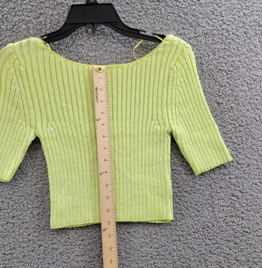 Free People San Lucas Pullover Crop Top Women's XS Sunny Lime Scoop Neckline