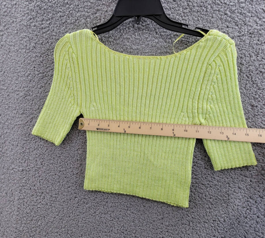 Free People San Lucas Pullover Crop Top Women's XS Sunny Lime Scoop Neckline