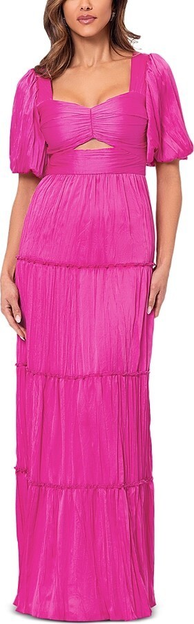AQUA Formal Pleated Cutout A-Line Dress Women's 0 Pink Back Zipper Closure