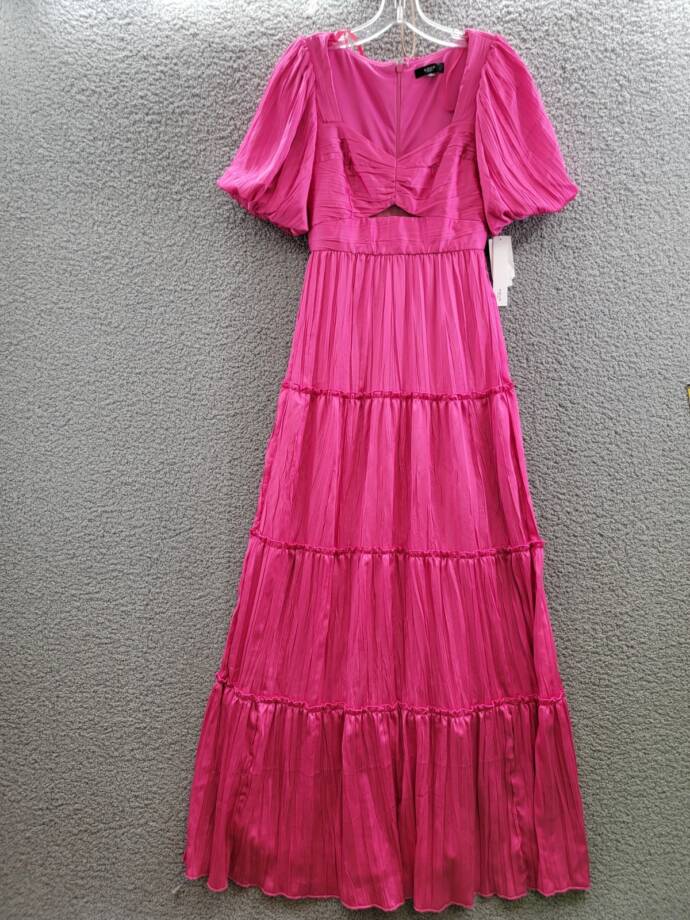 AQUA Formal Pleated Cutout A-Line Dress Women's 0 Pink Back Zipper Closure