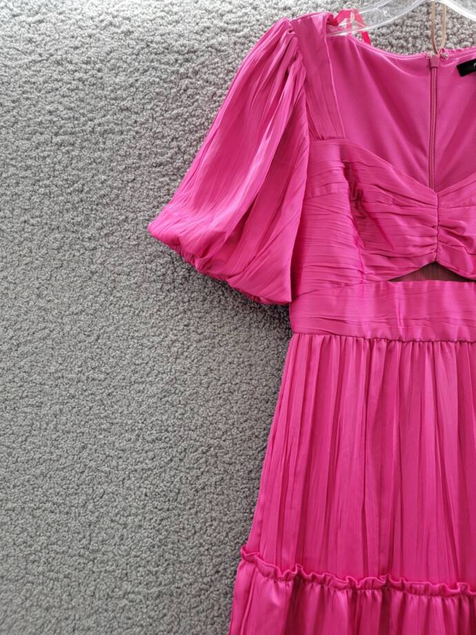 AQUA Formal Pleated Cutout A-Line Dress Women's 0 Pink Back Zipper Closure