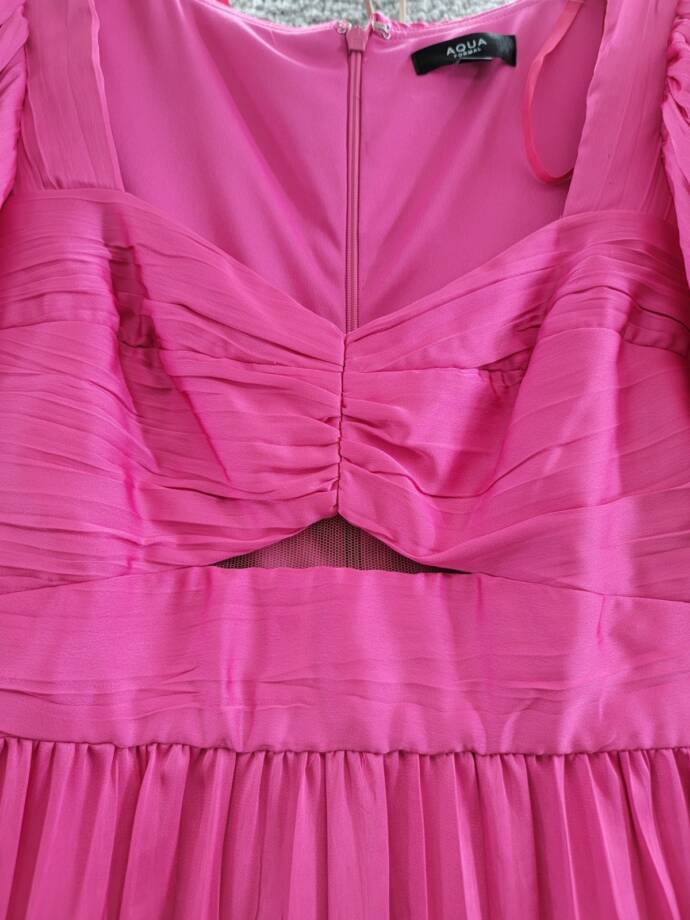 AQUA Formal Pleated Cutout A-Line Dress Women's 0 Pink Back Zipper Closure