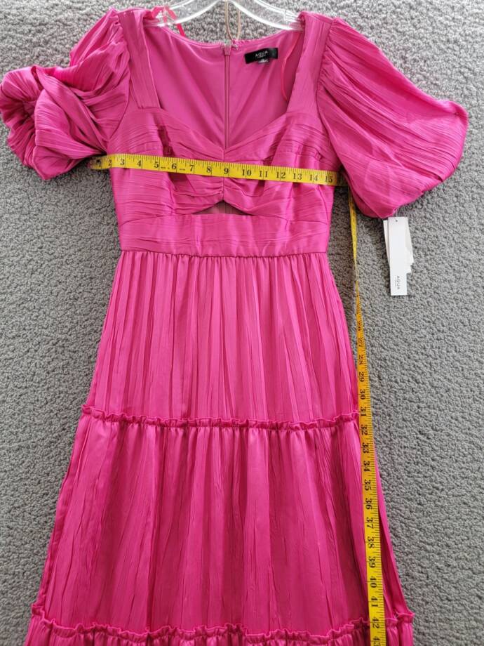 AQUA Formal Pleated Cutout A-Line Dress Women's 0 Pink Back Zipper Closure