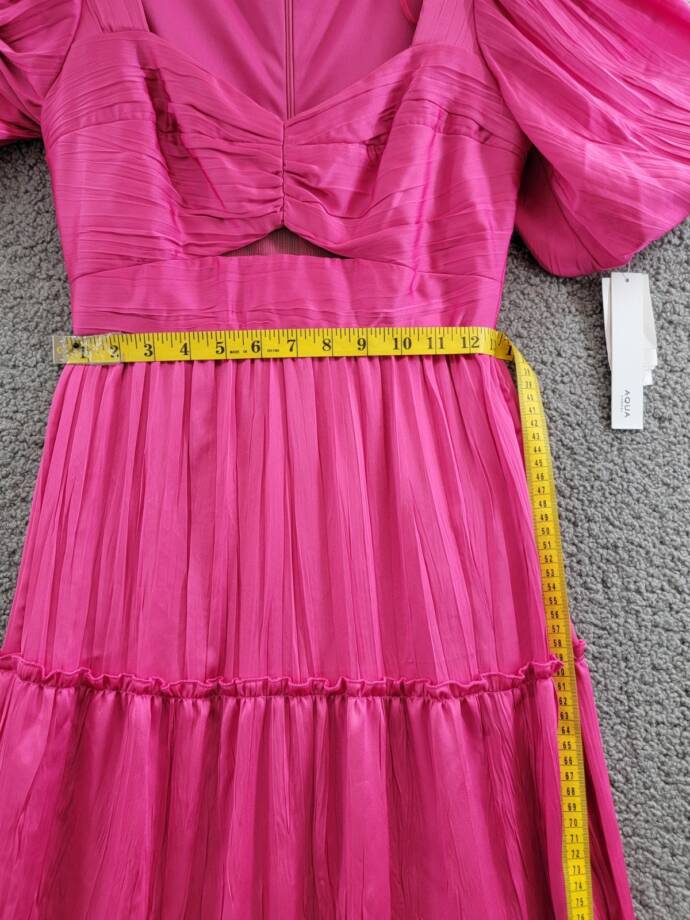 AQUA Formal Pleated Cutout A-Line Dress Women's 0 Pink Back Zipper Closure
