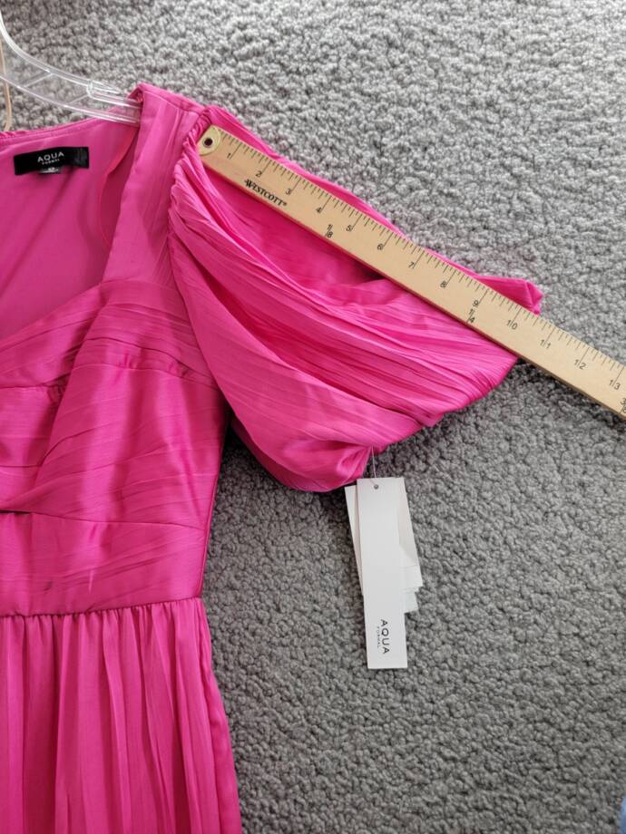 AQUA Formal Pleated Cutout A-Line Dress Women's 0 Pink Back Zipper Closure