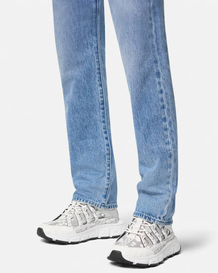 Versace Trigeca Low Top Sneakers Men's 45/12US White/Gray Mix Print Lace Up