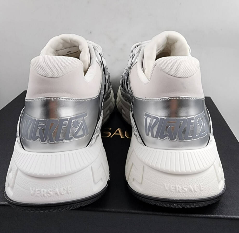 Versace Trigeca Low Top Sneakers Men's 45/12US White/Gray Mix Print Lace Up