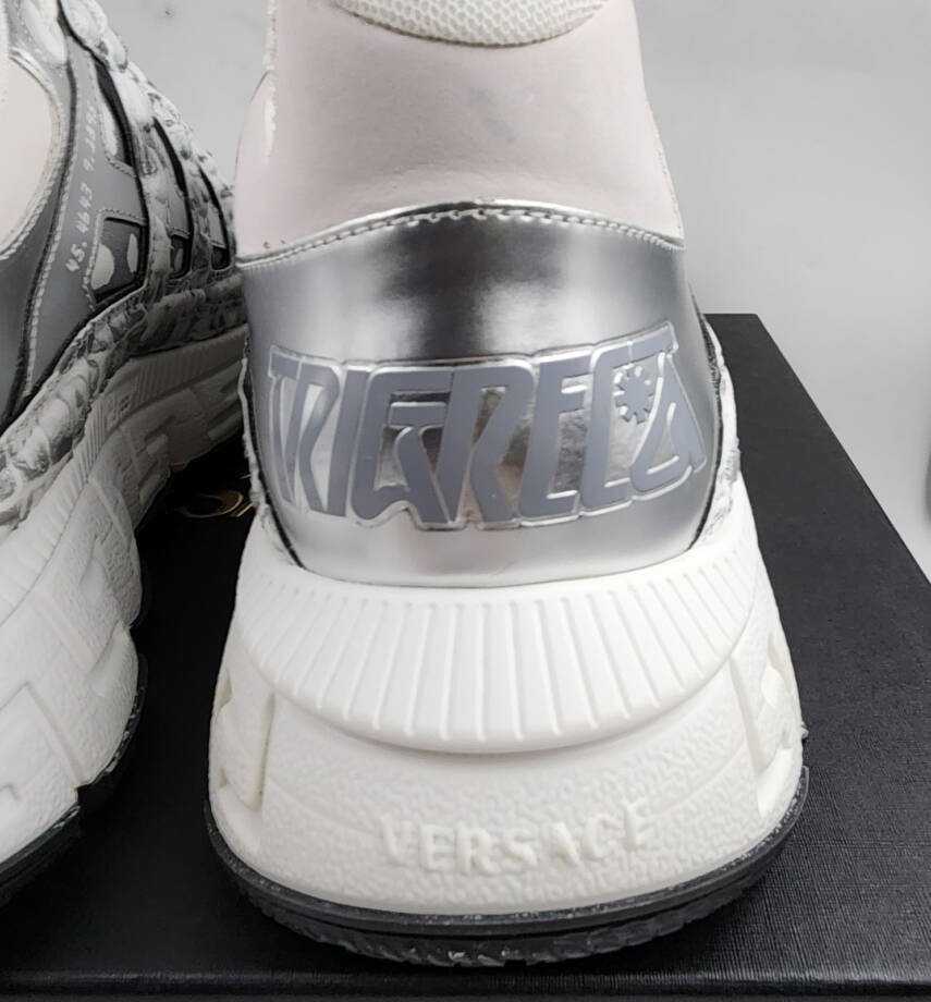 Versace Trigeca Low Top Sneakers Men's 45/12US White/Gray Mix Print Lace Up