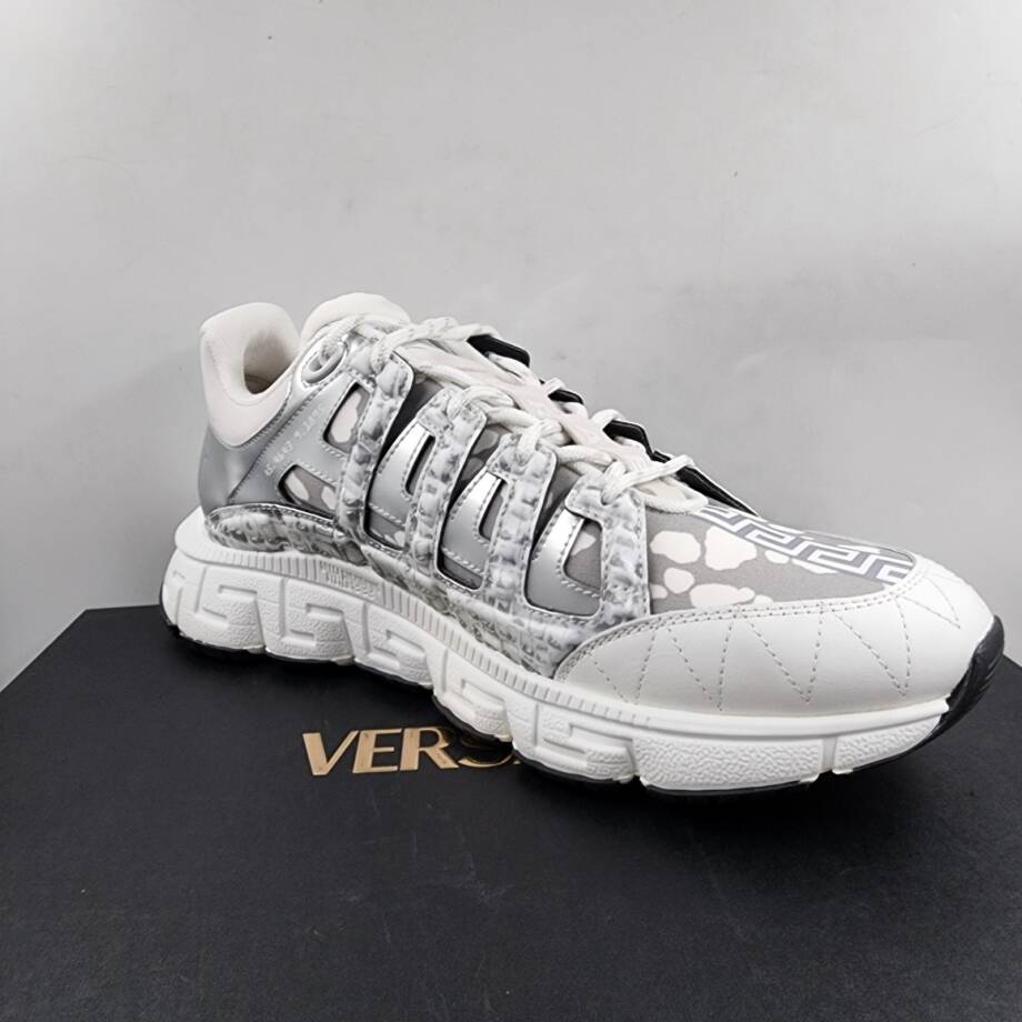 Versace Trigeca Low Top Sneakers Men's 45/12US White/Gray Mix Print Lace Up