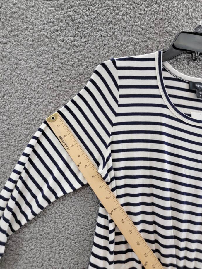 Karen Kane Stripe Tie Front Top Women's Small Navy/White Crewneck Pullover Style