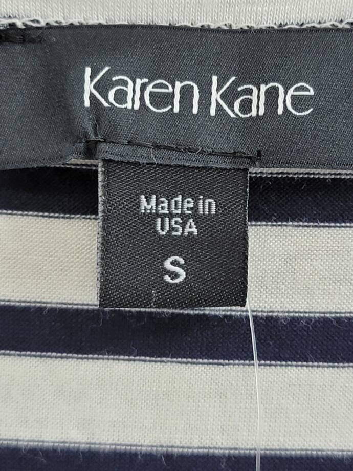 Karen Kane Stripe Tie Front Top Women's Small Navy/White Crewneck Pullover Style