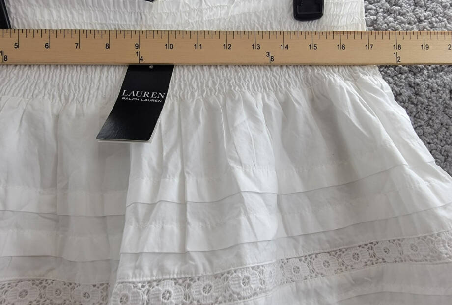 Lauren Ralph Lauren Lace-Trim A-Line Miniskirt Women's L White Elastic Waist