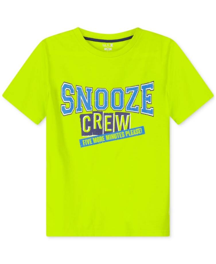 Max & Olivia Snooze Tee Boys L 12/14 Lime Crew Neck Short Sleeve Pullover
