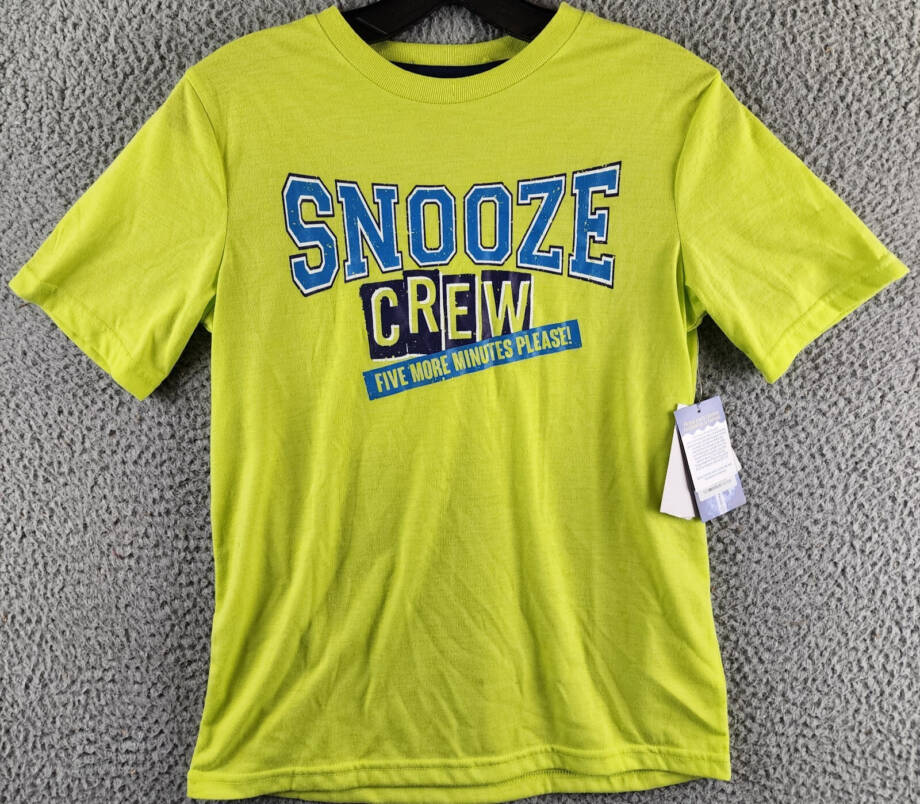 Max & Olivia Snooze Tee Boys L 12/14 Lime Crew Neck Short Sleeve Pullover