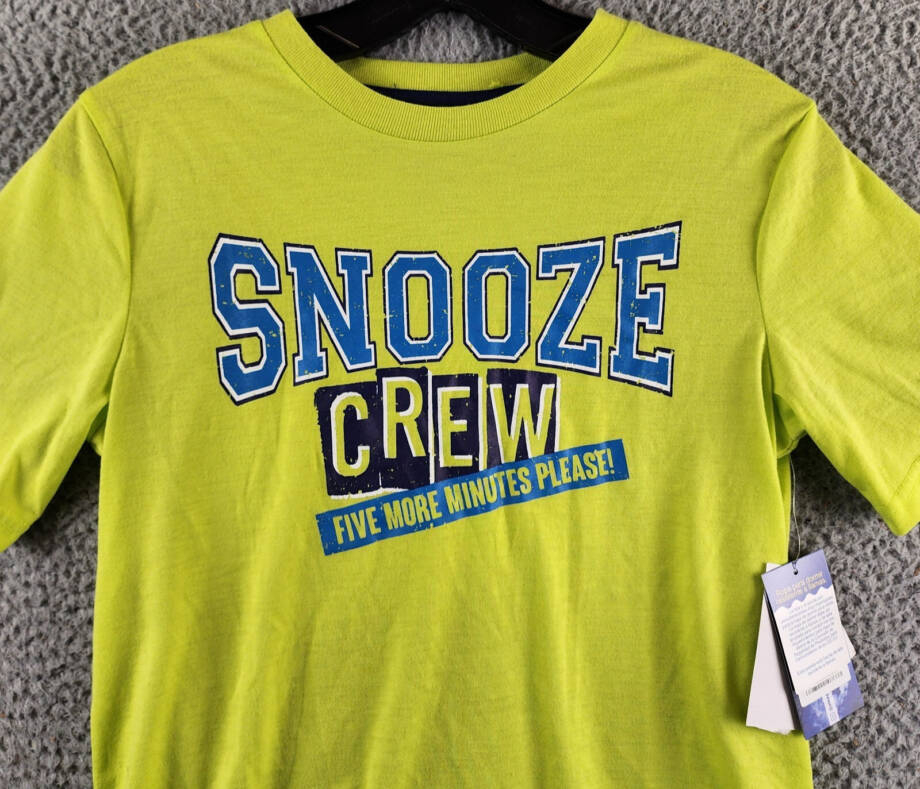 Max & Olivia Snooze Tee Boys L 12/14 Lime Crew Neck Short Sleeve Pullover