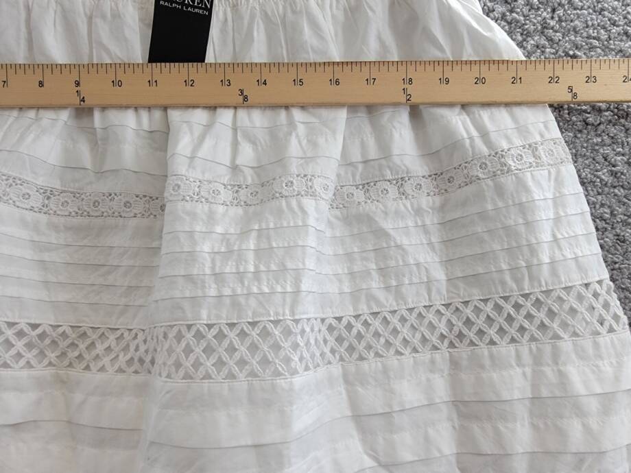 Lauren Ralph Lauren Lace-Trim A-Line Miniskirt Women's L White Elastic Waist