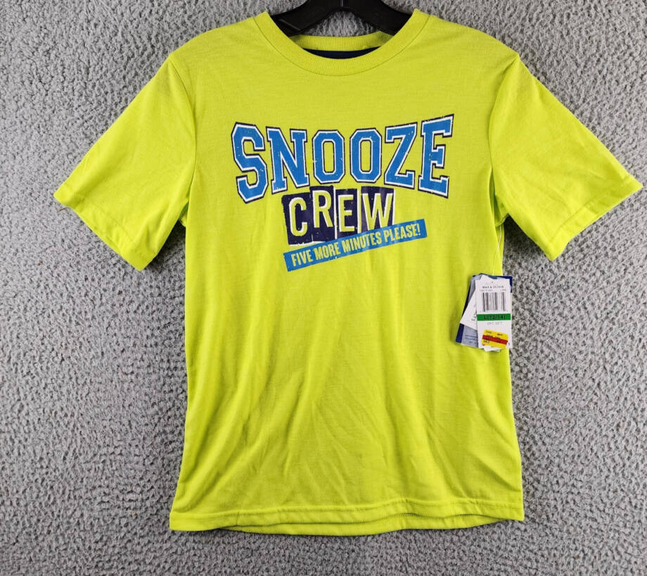 Max & Olivia Snooze Tee Boys L 12/14 Lime Crew Neck Short Sleeve Pullover