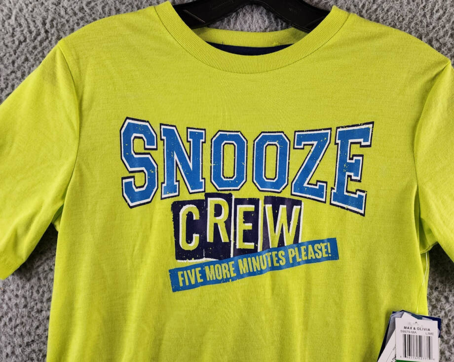 Max & Olivia Snooze Tee Boys L 12/14 Lime Crew Neck Short Sleeve Pullover
