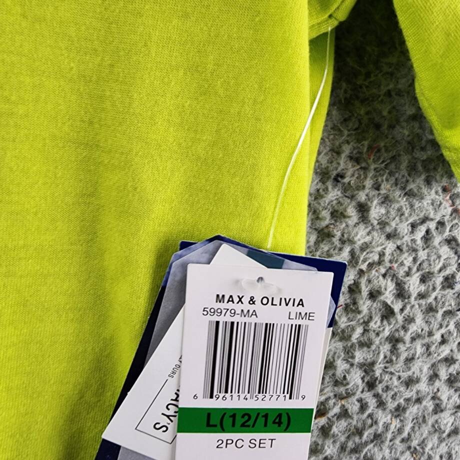 Max & Olivia Snooze Tee Boys L 12/14 Lime Crew Neck Short Sleeve Pullover