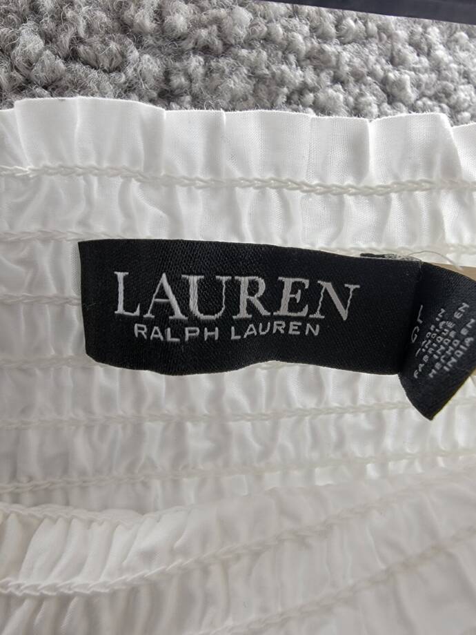 Lauren Ralph Lauren Lace-Trim A-Line Miniskirt Women's L White Elastic Waist