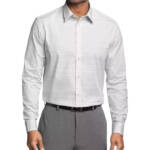 Calvin Klein Steel Regular Fit Stretch Dress Shirt Men's 17.5 32-33 Gray Multi