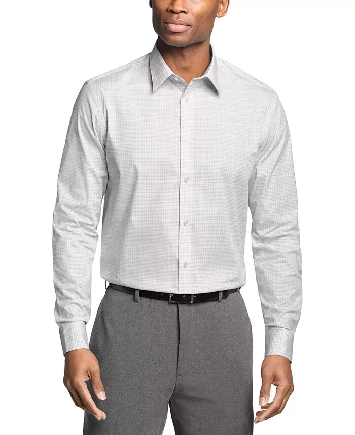 Calvin Klein Steel Regular Fit Stretch Dress Shirt Men's 17.5 32-33 Gray Multi