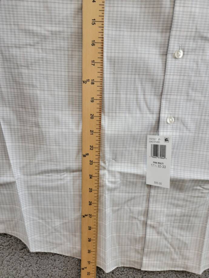 Calvin Klein Steel Regular Fit Stretch Dress Shirt Men's 17.5 32-33 Gray Multi
