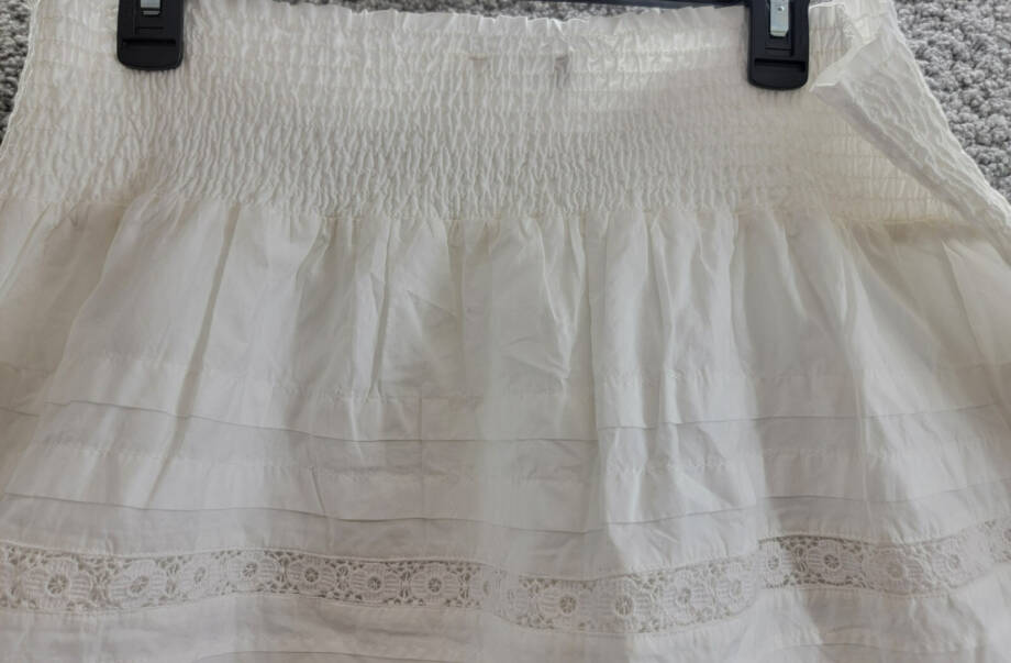 Lauren Ralph Lauren Lace-Trim A-Line Miniskirt Women's L White Elastic Waist