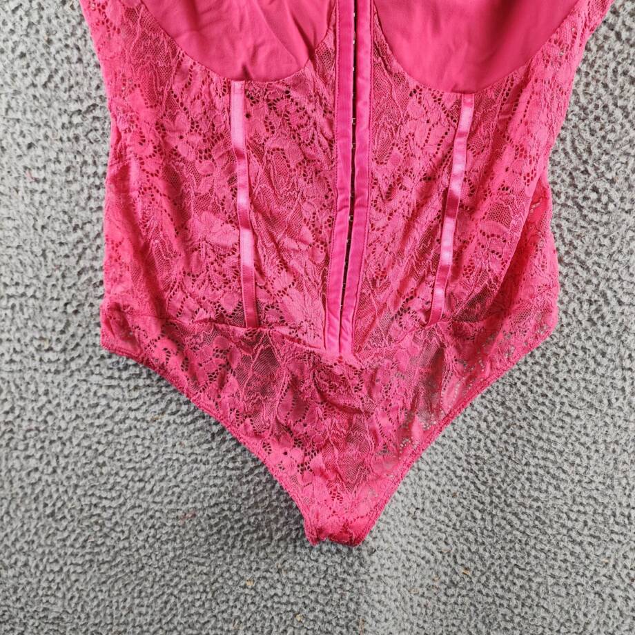 Free People Night Rhythm Lace Bodysuit Women's XL Raspberry Sorbet Adjustable