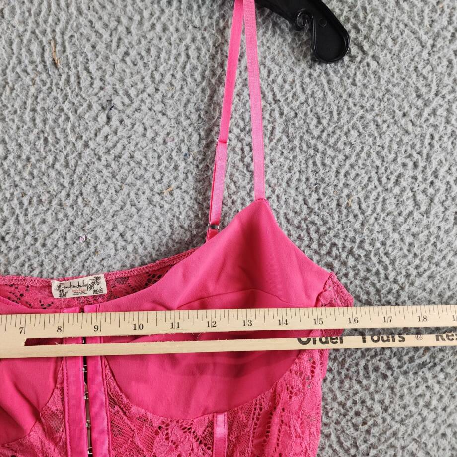 Free People Night Rhythm Lace Bodysuit Women's XL Raspberry Sorbet Adjustable